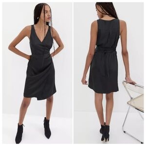 GAP | V-Neck Satin Mini Wrap Dress True Black Small